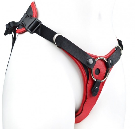 Красно-черный женский пояс с 2 способами крепления насадок - LOVETOY (А-Полимер) - купить с доставкой в Южно-Сахалинске