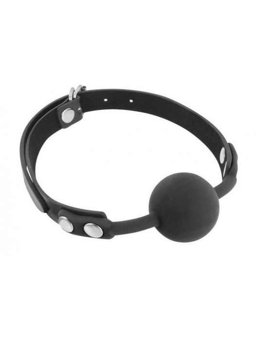 Черный силиконовый кляп-шарик на ремешках - Fetish Tentation - купить с доставкой в Южно-Сахалинске