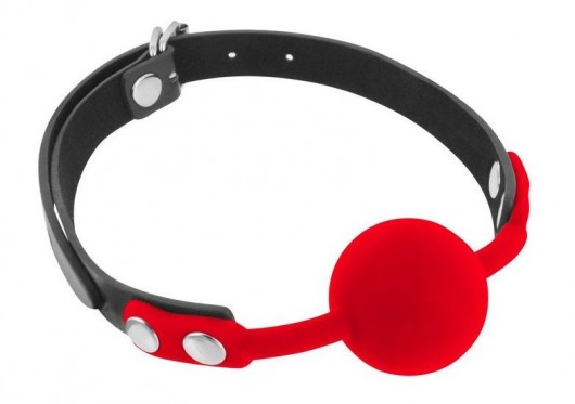 Красный кляп-шарик на черных ремешках - Fetish Tentation - купить с доставкой в Южно-Сахалинске