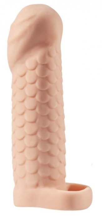 Телесная рельефная насадка-удлинитель KLEON с подхватом - 15 см. - Sitabella - в Южно-Сахалинске купить с доставкой