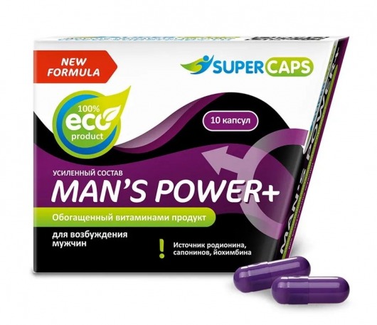 Возбуждающее средство для мужчин Mans Power plus - 10 капсул (0,35 гр.) +1 в подарок - SuperCaps - купить с доставкой в Южно-Сахалинске