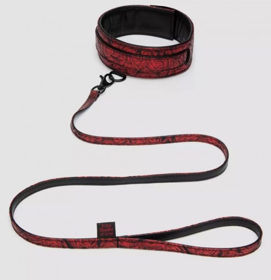 Стильный ошейник с поводком Reversible Faux Leather Collar and Lead - Fifty Shades of Grey - купить с доставкой в Южно-Сахалинске