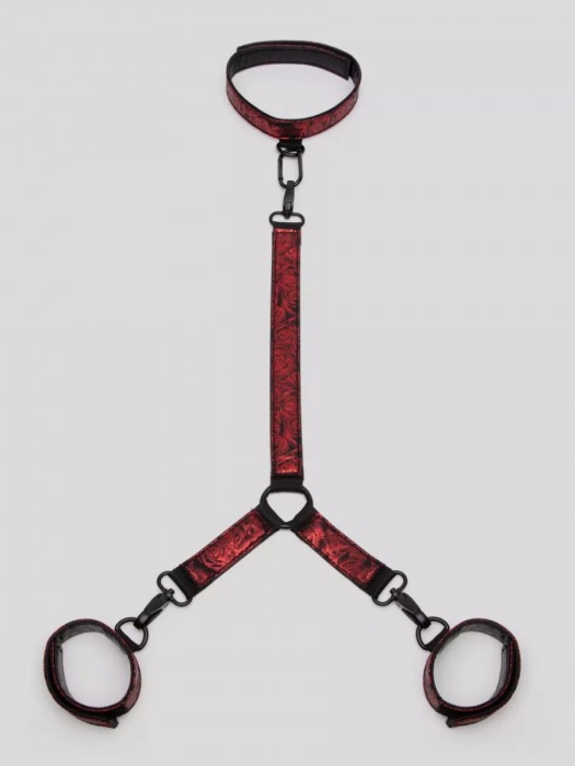 Ошейник с наручниками Reversible Faux Leather Collar and Wrist - Fifty Shades of Grey - купить с доставкой в Южно-Сахалинске