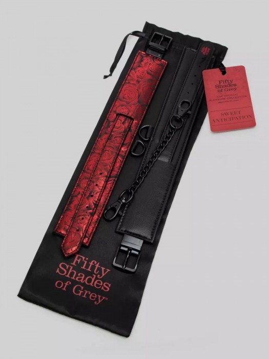 Красно-черные оковы Reversible Faux Leather Ankle Cuffs - Fifty Shades of Grey - купить с доставкой в Южно-Сахалинске