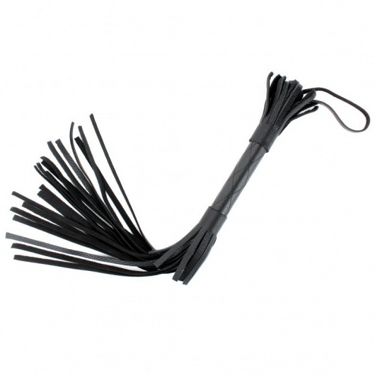 Чёрная плетка из натуральной кожи - 45 см. - БДСМ Арсенал - купить с доставкой в Южно-Сахалинске