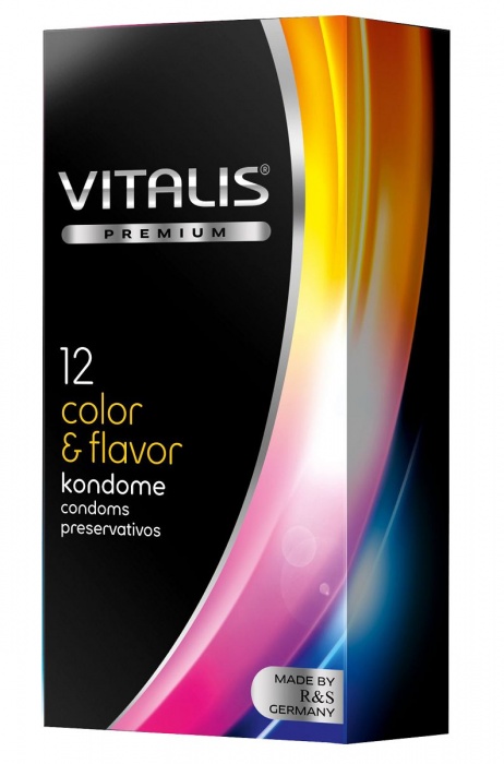 Цветные ароматизированные презервативы VITALIS PREMIUM color   flavor - 12 шт. - Vitalis - купить с доставкой в Южно-Сахалинске