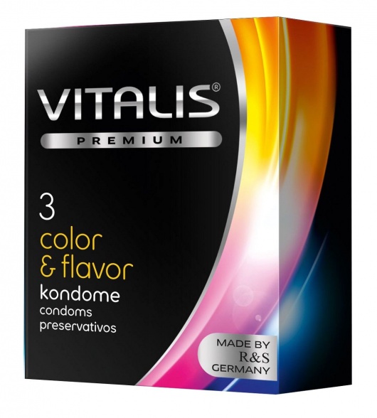 Цветные ароматизированные презервативы VITALIS PREMIUM color   flavor - 3 шт. - Vitalis - купить с доставкой в Южно-Сахалинске