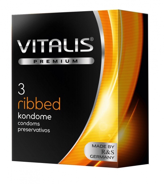 Ребристые презервативы VITALIS PREMIUM ribbed - 3 шт. - Vitalis - купить с доставкой в Южно-Сахалинске