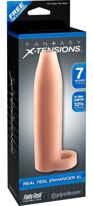 Телесная насадка Real Feel Enhancer XL - 17 см. - Pipedream - в Южно-Сахалинске купить с доставкой