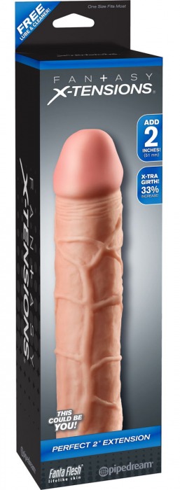Телесная насадка Fantasy X-tensions Perfect 2  Extension - 20,3 см. - Pipedream - в Южно-Сахалинске купить с доставкой