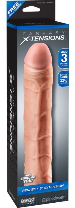 Телесная удлиняющая насадка Perfect 3 Extension - 22 см. - Pipedream - в Южно-Сахалинске купить с доставкой