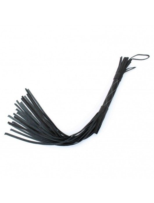 Аккуратная чёрная плетка  из натуральной кожи - БДСМ Арсенал - купить с доставкой в Южно-Сахалинске