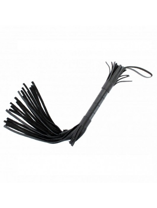 Короткая чёрная плетка из натуральной кожи - БДСМ Арсенал - купить с доставкой в Южно-Сахалинске