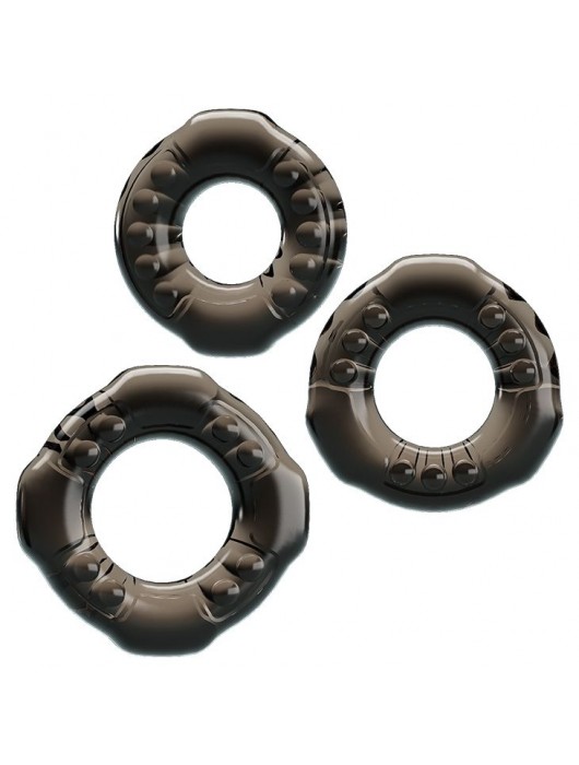 Набор из 3 эластичных дымчатых эрекционных колец - Baile - в Южно-Сахалинске купить с доставкой