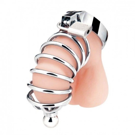 Серебристая клетка для члена Urethral Play Cage - BlueLine - купить с доставкой в Южно-Сахалинске