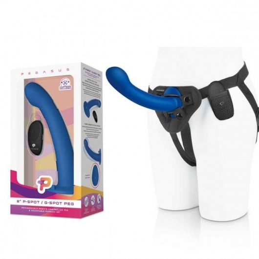 Синяя насадка Remote Control P-Spot G-Spot с черными трусиками - 20 см. - Pegasus - купить с доставкой в Южно-Сахалинске