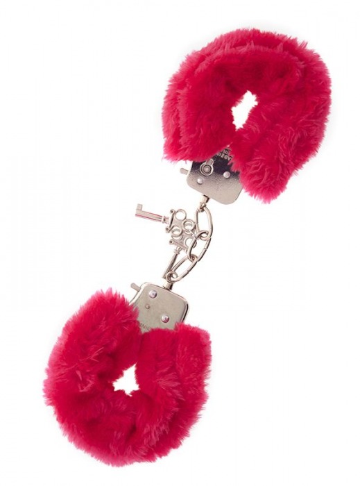 Металлические наручники с красной меховой опушкой METAL HANDCUFF WITH PLUSH RED - Dream Toys - купить с доставкой в Южно-Сахалинске
