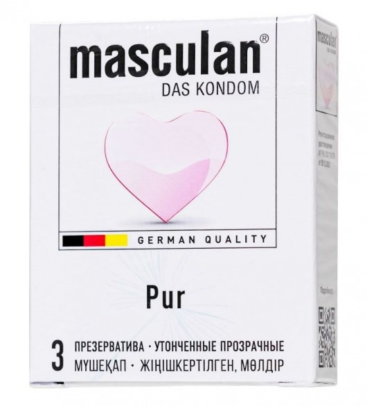 Супертонкие презервативы Masculan Pur - 3 шт. - Masculan - купить с доставкой в Южно-Сахалинске