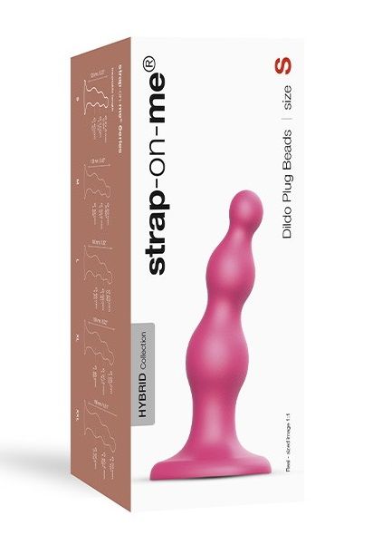 Розовая насадка Strap-On-Me Dildo Plug Beads size S - Strap-on-me - купить с доставкой в Южно-Сахалинске
