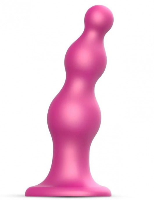Розовая насадка Strap-On-Me Dildo Plug Beads size S - Strap-on-me - купить с доставкой в Южно-Сахалинске