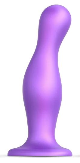 Фиолетовая насадка Strap-On-Me Dildo Plug Curvy size L - Strap-on-me - купить с доставкой в Южно-Сахалинске