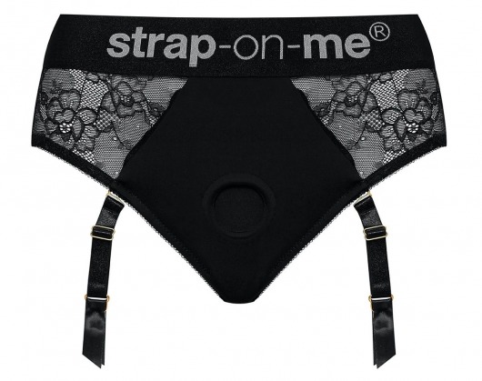Черные трусики для насадок Diva Lingerie Harness - size S - Strap-on-me - купить с доставкой в Южно-Сахалинске