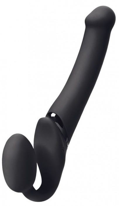 Черный безремневой вибрострапон Silicone Bendable Strap-On - size XL - Strap-on-me - купить с доставкой в Южно-Сахалинске