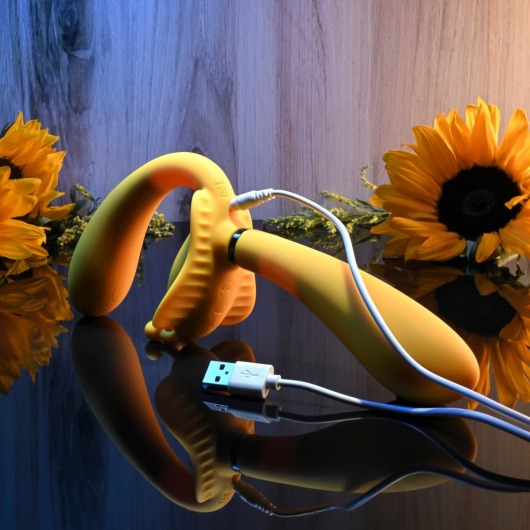 Желтый безремневой вибрострапон The Monarch - 23 см. - Evolved - купить с доставкой в Южно-Сахалинске