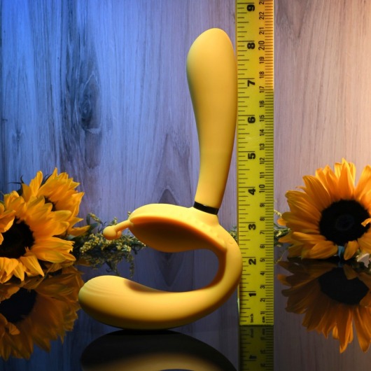 Желтый безремневой вибрострапон The Monarch - 23 см. - Evolved - купить с доставкой в Южно-Сахалинске