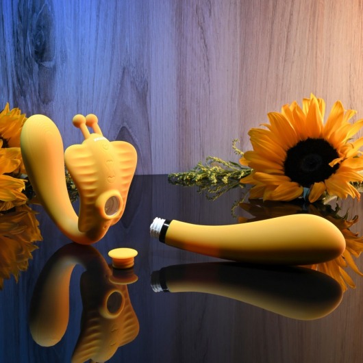 Желтый безремневой вибрострапон The Monarch - 23 см. - Evolved - купить с доставкой в Южно-Сахалинске