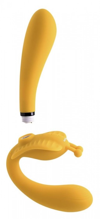 Желтый безремневой вибрострапон The Monarch - 23 см. - Evolved - купить с доставкой в Южно-Сахалинске