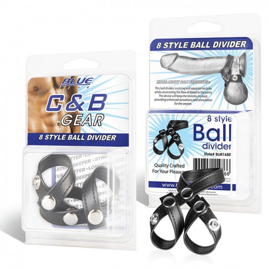 Разделитель мошонки из искусственной кожи на клепках 8 STYLE BALL DIVIDER - BlueLine - купить с доставкой в Южно-Сахалинске