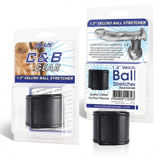 Хомут-утяжка для мошонки из искусственной кожи на липучке VELCRO BALL STRETCHER- 4 см. - BlueLine - в Южно-Сахалинске купить с доставкой