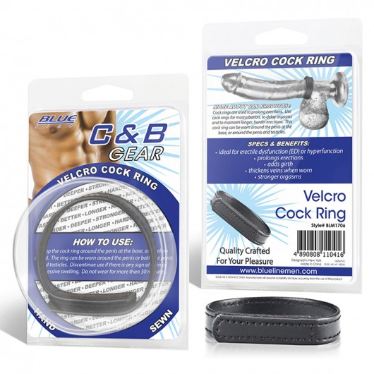 Кольцо на пенис из искусственной кожи на липучке VELCRO COCK RING - 5 см. - BlueLine - в Южно-Сахалинске купить с доставкой