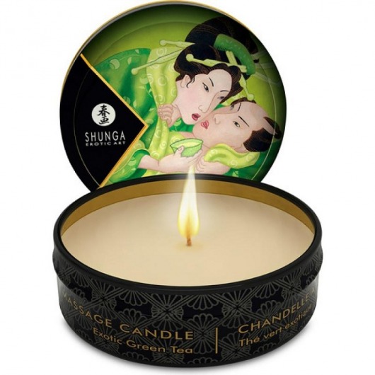 Массажная свеча Exotic Green Tea с ароматом зелёного чая - 30 мл. - Shunga - купить с доставкой в Южно-Сахалинске