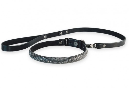 Эффектный сверкающий ошейник с поводком  Гламур - Sitabella - купить с доставкой в Южно-Сахалинске