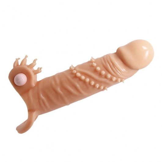Телесная удлиняющая вибронасадка Penis Sleeve Connor - 17 см. - Baile - в Южно-Сахалинске купить с доставкой