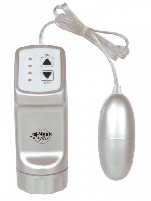 Серебристое виброяйцо с пультом управления на проводе - Tonga