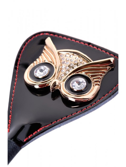 Чёрный стек с совой на кожаном наконечнике - 24 см. - ToyFa - купить с доставкой в Южно-Сахалинске