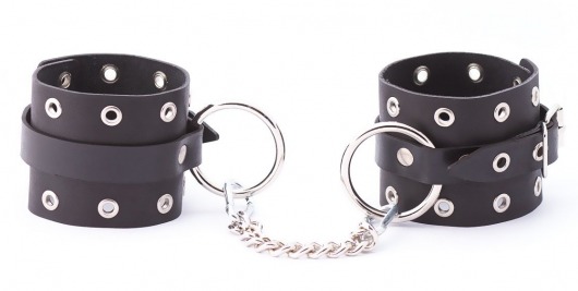 Черные кожаные оковы с люверсами - Crazy Handmade - купить с доставкой в Южно-Сахалинске