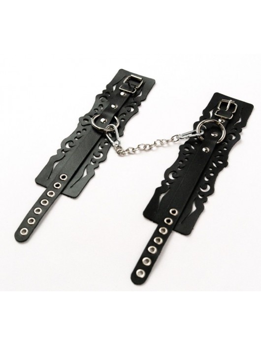 Узорчатые кожаные оковы с регулируемыми ремешками - Crazy Handmade - купить с доставкой в Южно-Сахалинске