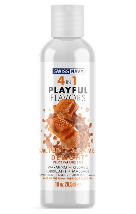 Массажный гель 4-в-1 Salted Caramel Delight с ароматом солёной карамели - 29,5 мл. - Swiss navy - купить с доставкой в Южно-Сахалинске