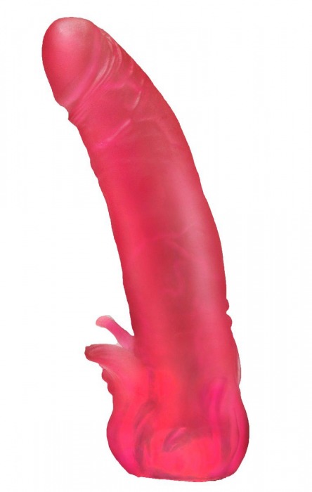 Розовая насадка для страпона с клиторальными лепестками - 18,5 см. - LOVETOY (А-Полимер) - купить с доставкой в Южно-Сахалинске