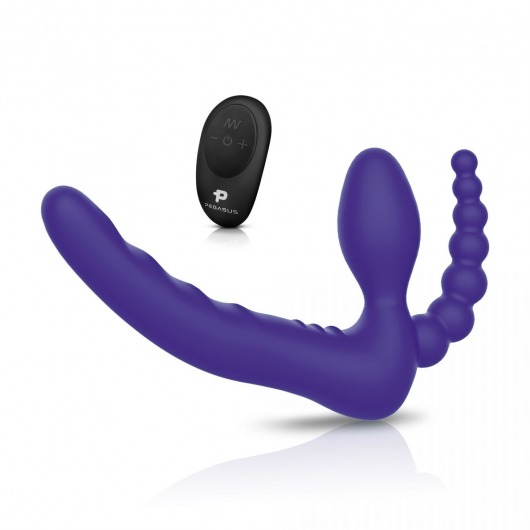 Фиолетовый безремневой страпон с пультом ДУ 7’’ Remote Control Strapless - 24 см. - Pegasus - купить с доставкой в Южно-Сахалинске