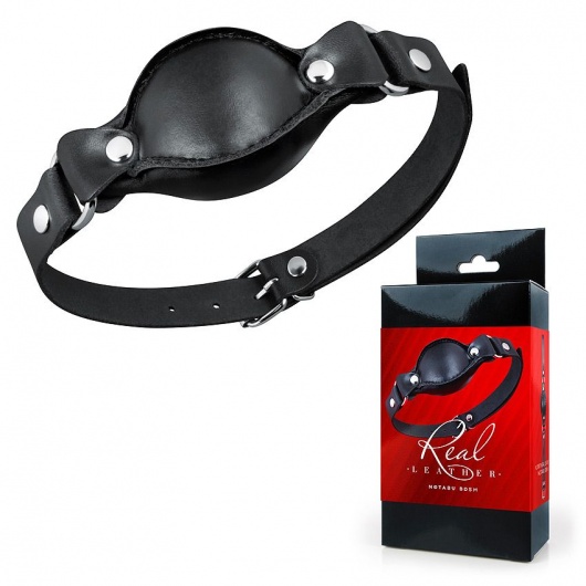 Черный кожаный кляп - Notabu - купить с доставкой в Южно-Сахалинске