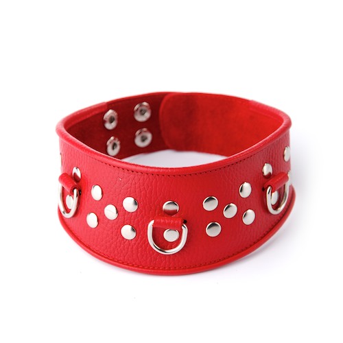 Кожаный красный ошейник с велюровой подкладкой - Sitabella - купить с доставкой в Южно-Сахалинске