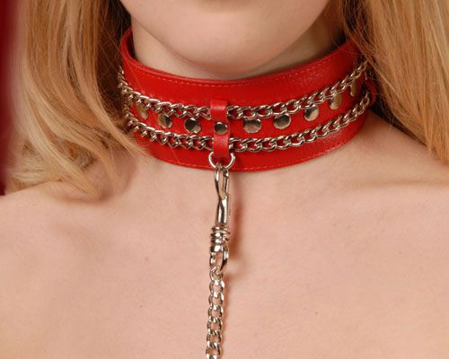 Красный ошейник с цепочками - Sitabella - купить с доставкой в Южно-Сахалинске