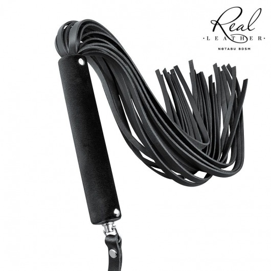 Черная кожаная плеть-флоггер - 84 см. - Notabu - купить с доставкой в Южно-Сахалинске