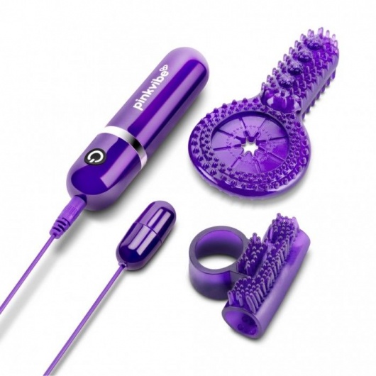 Набор из 2 фиолетовых эрекционных колец с вибрацией - Pink Vibe - в Южно-Сахалинске купить с доставкой