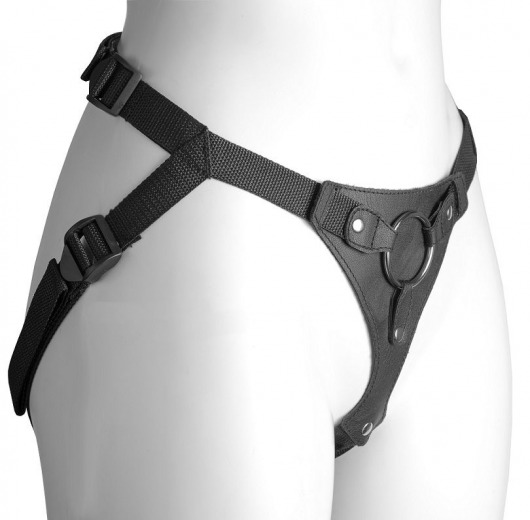 Черный женский пояс-трусики с кольцом для фиксации насадок - LOVETOY (А-Полимер) - купить с доставкой в Южно-Сахалинске